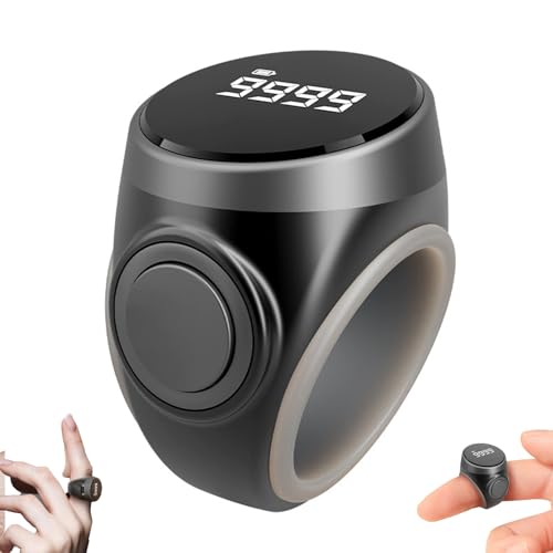 Image of Tasbih Counter Zikr Rings, Smart Tasbeeh Counter, Electronic Digital Tasbih Counter Rings 3 Size(18 /20 /22mm), Waterproof Finger Counter for Muslims, Prayer, Reminder, Home (Black)