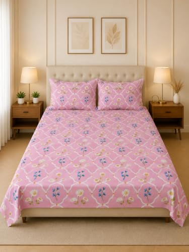 Image of Amazon Brand - Umi Soft Cotton 160 TC Bedsheet Set 90X100 Inch | King /Double Bed Sheet with 2 Pillow Covers 17x27 | Trendy Elegant Design