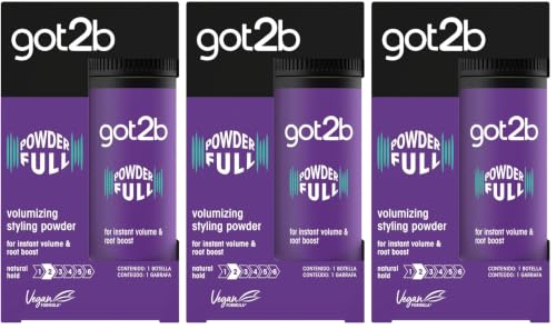 Image of Got2b Powder'ful Volume Unisex Root Hair Styling Powder, For Instant Volume and Root Boost, Vegan, 10g (Pack of 3)