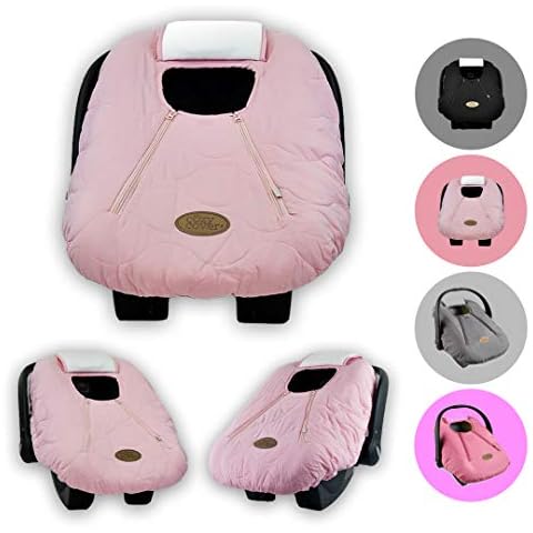 CozyBaby Insulated Cozy Cover Quilt Infant Car Seat Cover for Babies, Weather-Resistant, with Dual Zipper Design and Face Shield, 0-12 Months, Pink Cover