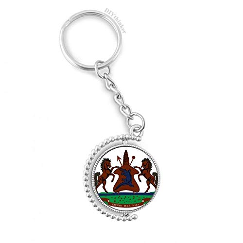 Porte-clé Lesotho souvenir d'Afrique avec emblème rotatif multicolore