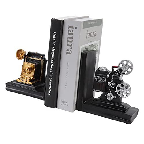 Serre-livres projecteur cinéma en résine sculptée, finition premium