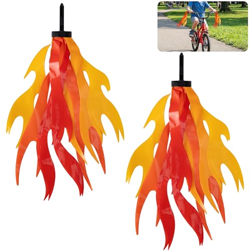 2 Pcs Flame Kids Bicycle Streamers, 10" Flame Bike Tassels for Boys Girls