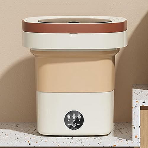 Image of ATORSE Foldable Mini Washing Machine 8L Small Bucket Washer for Travel Dorm Camping Beige