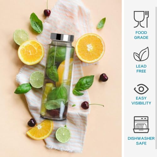Image of Glassbunny Glass Fridge Water Bottle With Stainless Steel Airtight Leak-Proof Lid 500ml Wide mouth & Easy to Clean, Perfect Bottle for Office, Gym, School, Yoga Pack of 6