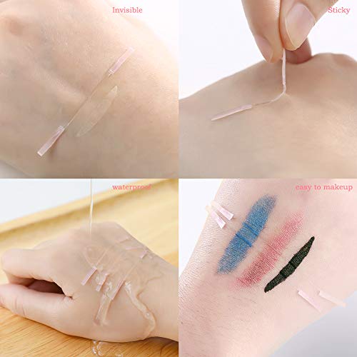 Makeup Double Eyelid Tapes Two-Sided Sticky Fiber Strips Big Eye Decoration Invisible Double Fold Eyelid Shadow Sticker Tool, with FREE Fork Rods and Scissors - Thumbnail 3