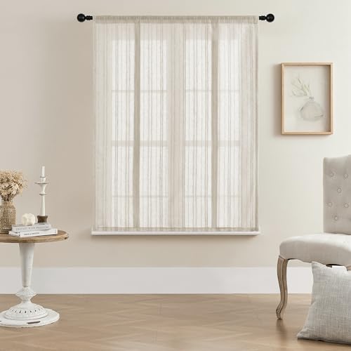 Miniatura 2 de Simpvale Cortina De Estores Translúcida Con Aspecto De Lino Para Dormitorio, Balcón, Salón Y Cocina Ancho 120 Cm, Altura 140 Cm