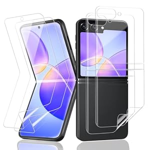 VideoSecu 2+2 Stück für Panzerglas für Samsung Galaxy Z Flip 5 Schutzfolie, Flexible TPU Folie Selbstheilende, Ultra-HD, Blasenfreie, Kratzfest, Anti-Fingerabdruck, Ultradünnes 0.2mm, Anti-Schmutz