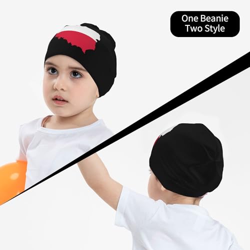 Poland Flag and map Children Hip Hop Knitted Hat Kids Elastic Leisure Knit Cap Warm Sleep Beanies Black4