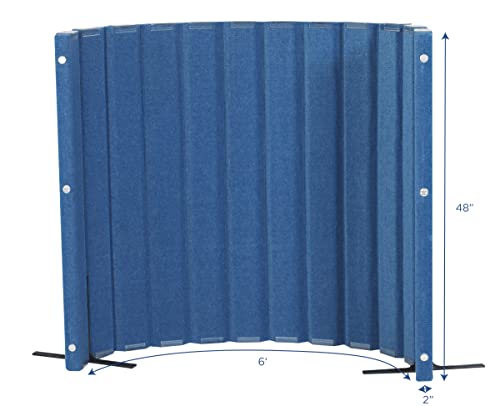 Angeles 48\" x 6\' Quiet Divider With Sound Dampening Panels, Freestanding Room Divider Wall, Blue