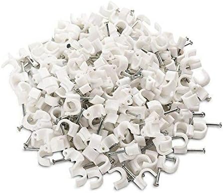5 Ace Wire Fastener Circle Cable Clips with Metal Nail -100 Pieces (8mm)