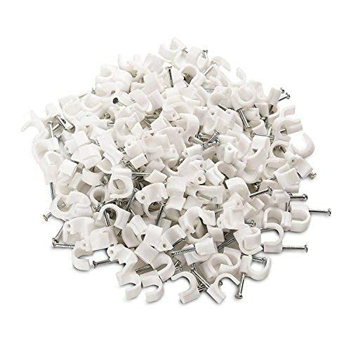 5 Ace Wire Fastener Circle Cable Clips with Metal Nail -100 Pieces (8mm)