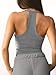 Jar of Love Women's Workout Tank Top with Built-in Shelf Bra-V-Neck Racerback Ribbed Cami for Gym, Yoga, Running,M,Dark Grey