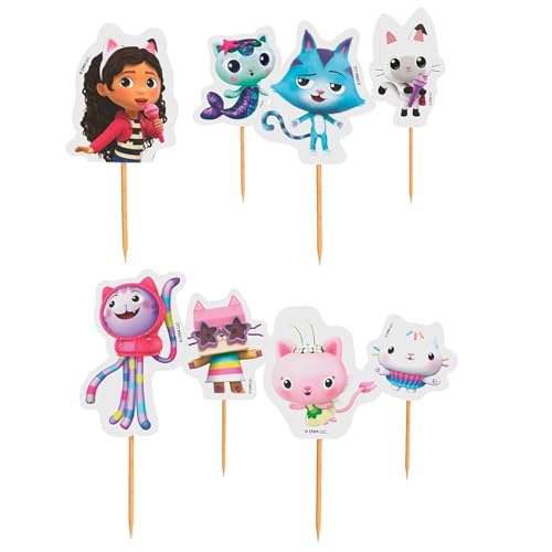Party Factory Gabbys Dollhouse Muffin Deko 12 Stück Cupcake Topper & Party Picker für Kindergeburtstag Gabbys Dollhouse Tortendeko Mädchen