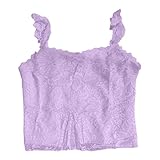 Generisch Sexy rückenfreies Tanktop im französischen Stil mit Spitzenbesatz für stilvolle Kleidung (Purple, S)