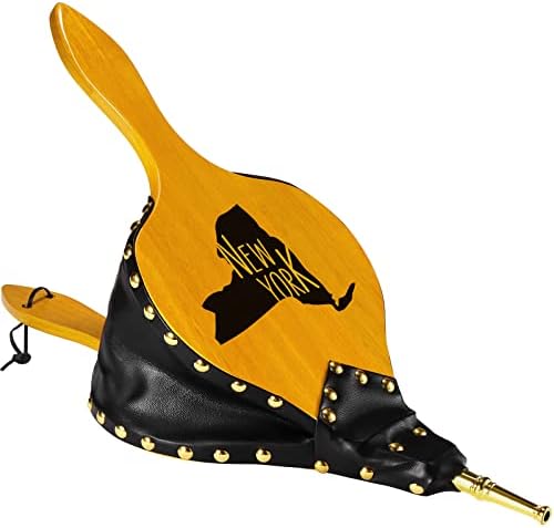 THYGIFTREE Fireplace Bellows Indoor 19x8 Custom Large Wood Fire Blower with Hanging Strap, Long Handle, Metal Nozzle, Tool for Fireplace, Fire Pit, Wood Stove, BBQ, Fireplace Decor - New York