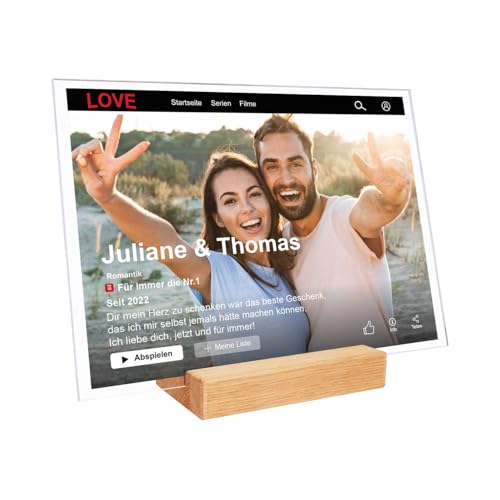 GRAVURZEILE Film Cover Glas Foto aus Acrylglas - Personalisiertes Geschenk mit eigenem Bild & Namen im Netflix Movie Design - Fotogeschenke für Sie & Ihn - Farbe: Querformat, Größe: 30 x 40 cm