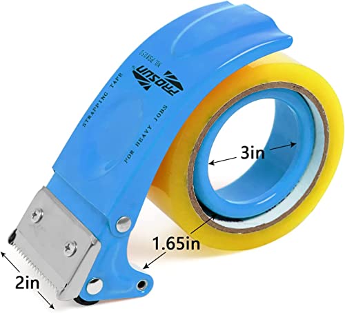 Prosun 2 Pack Metal Packing Tape Dispenser Gun: 2-Inch Wide Tape Dispensers/3-Inch Inner Paper Core(2"Orange+2"Blue) #TOP2