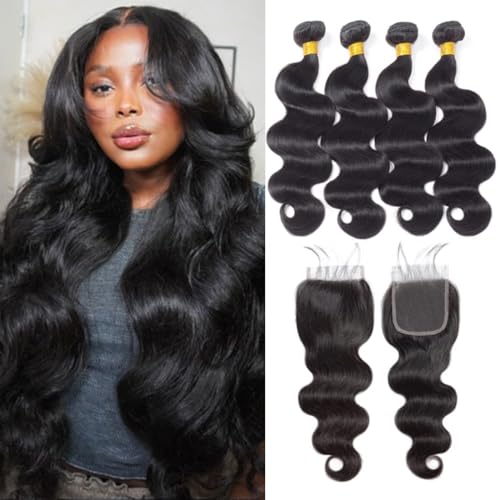 Kapelli Hair Body Wave Human Hair 4 Bundles with Closure