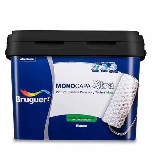Las 6 mejores pinturas plásticas blancas OCU 27 Bruguer Monocapa Xtra Pintura para paredes Blanco 10 L