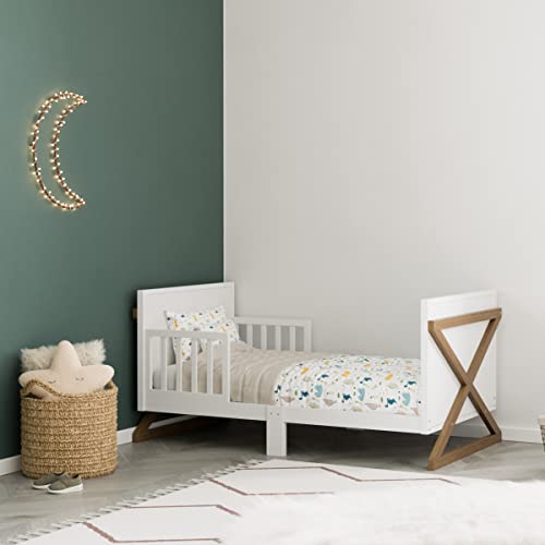Storkcraft Equinox Toddler Bed (White With Vintage Driftwood) – Greenguard Gold Certified, Includes Toddler Bed Rails, Fits Standard-Size Crib And Toddler Bed Mattress, Jpma Certified #TOP1