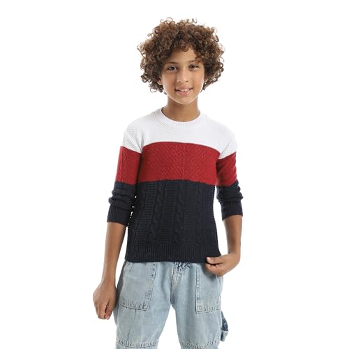 اندورا بلوفر مخطط برقبة دائرية ضيقة للاولاد بعمر 12 سنة لون احمر