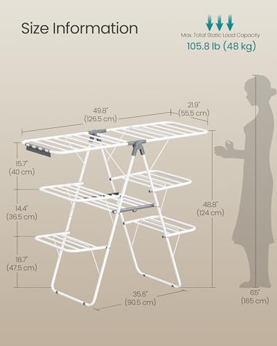 Songmics Clothes Drying Rack White thumbnail 5