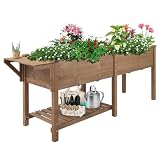 ketive Raised Garden Bed with Legs Outdoor,Elevated Garden Box,Storage Shelf, Protective Liner for Backyard,Patio,Balcony,80x23x30in (Brown)