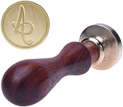 Sello caligráfico vintage A-Z con 26 letras iniciales del alfabeto, cucharas de cera, velas (letra A)