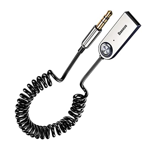 Baseus Bil Bluetooth Aux Adapter Bluetooth 5.0 trådlös mottagare USB till 3,5 mm jack adapter Bluetooth bilsatser med inbyggd mikrofon för handsfree samtal billjudhögtalare och hemljud