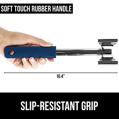 Gorilla Grip Stainless Steel Box Grater And Meat Tenderizer, 4-Sided Xl Cheese Graters With Handle Size 10 Inch, Spiked Side Meat Tenderizer, Both In Blue Color, 2 Item Bundle #TOP7