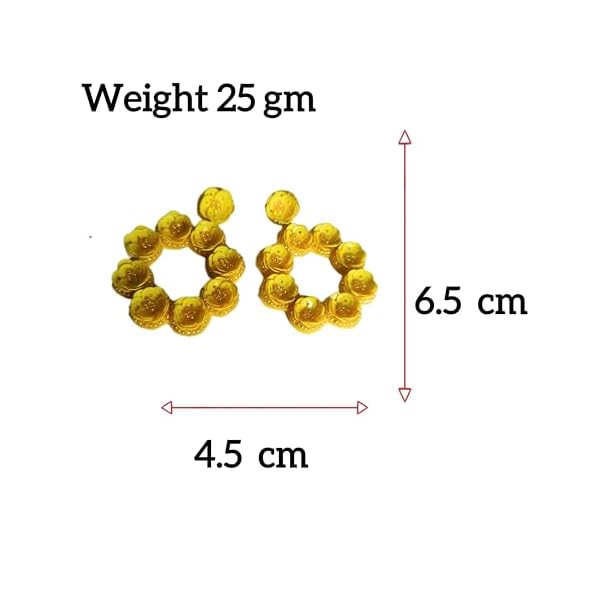 Elegant Yellow Handcrafted Flower Stud Round Sequence Earrings for Haldi Ceremony For Girls,Brides - Image 3