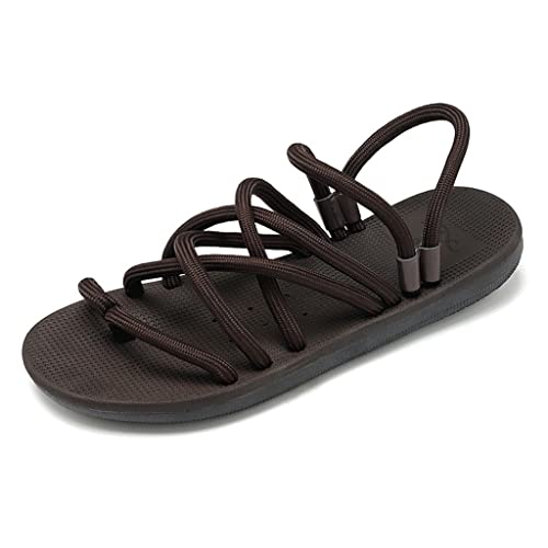 YMGSCC Men Sandals Roman Outdoor Beach Casual Shoes Gladiator Comfortable Sandals Slip-On Male Opened Toe Slippers(White-Patch Five-Pointed star4,39)