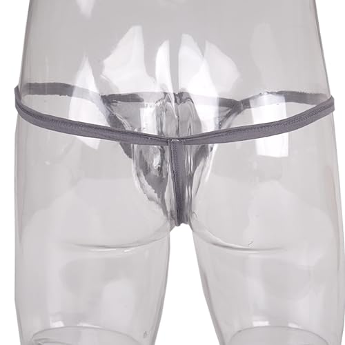 Evankin Mens Sexy Bling Mesh Thong See Through G-Strings Underwear Low Rise Briefs Bikini Thin Belt(#2 Grey,M) 14