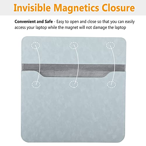 Hyzuo 15-16 Inch Laptop Sleeve Compatible With Macbook Pro 16 2021 2022 M1 Pro/Max A2485/2019-2020 A2141, Macbook Pro Retina 15 2012-2019, Faux Suede Leather Case With Accessory Bag, Pale Blue #TOP5