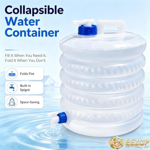 Contenedor de Agua Plegable con Grifo EEZCP, Capacidad 5 litros, Balde Plegable para Camping, Senderismo y Picnic miniatura 3