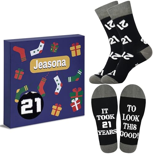 Jeasona 21st Birthday Gifts for Men Keepsake Socks 9-11 21st Birthday Gifts for Him Grandson/Son/Nephew/Boyfriend Funny Personalised Present