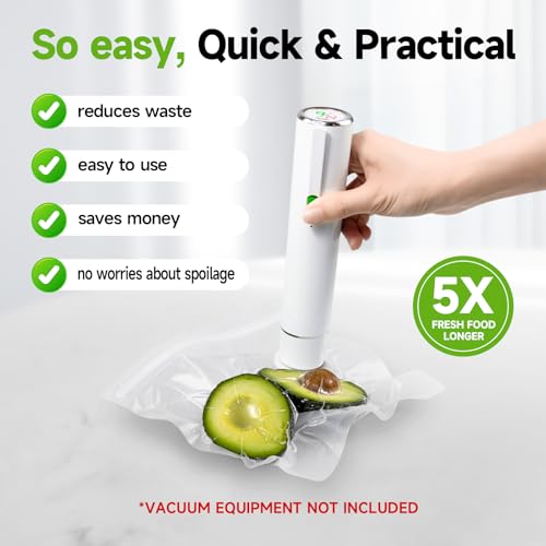 Vixino Vacuum Sealer Bags, 40 Reusable Vacuum Sealer Bags for Food, BPA-Free, Meal Prep and Sous Vide Cooking,Works for Handheld Sealer and Vac Sealer Machine with External Vacuum Systems