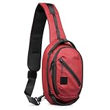 Savior Equipment Obscura Sling Bag Tactical EDC Crossbody Case Pistol Bag, Low-Profile Design Holster Compatible Single Pistol Soft Case with Rapid Access Admin Pocket (Crimson, Small (3L))