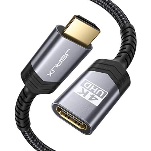 JSAUX HDMI Verlängerung Kabel, HDMI Stecker auf Buchse Verlängerung Kabel HDMI Verlängerungskabel 18Gbps Kompatibel mit TV-Stick, PS4, PS3, Xbox, 4K UHD, Full HD, 3D, ARC, Ethernet, 1M Grau