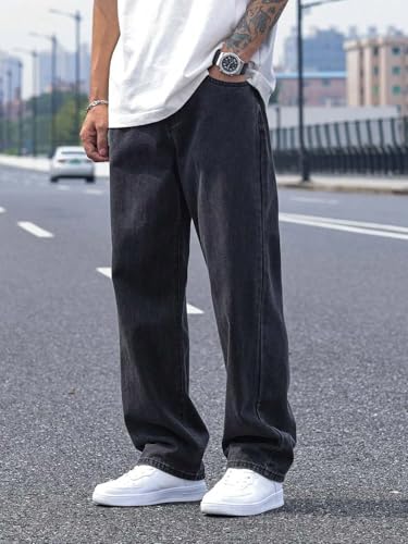 Image of KOTTY Mens Solid|Mid Rise| Coin Pocket|Button|Ankle Length|Loose Fit|5 Pocket Jeans for Mens