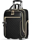 Underseat Carry On Luggage with 2 Wheels, Airline Approved Personal Item Suitcase with Multiple Compartments, Lightweight Softside Under Seat Carry-on Suitcases for Women Travel Business, Black