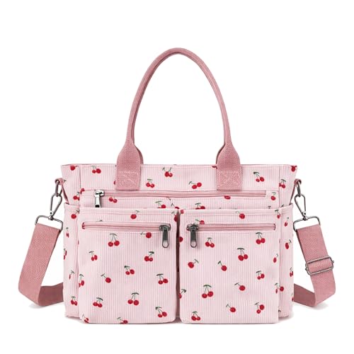 Image of KAMEILONG Womens Casual Corduroy Tote Bags with Multiple Pockets Hobo Crossbody Bag Travel Shoulder Bags Cute Purse Handbag