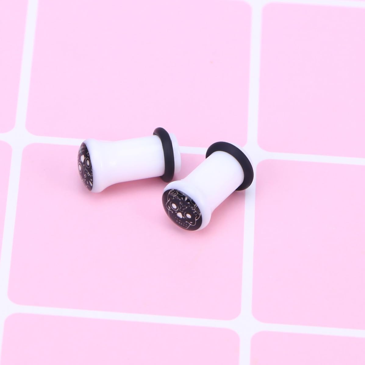 Halloween Season Stone Ear Gauges Acrylic Silver Ear Piercing Plugs