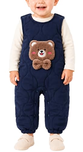 Image of NEAWEALY Baby Boys Girls Winter Dungarees Infant Snowsuit Snow Bib Ski Pants Padded Warm Overalls Pink 18-24 Month