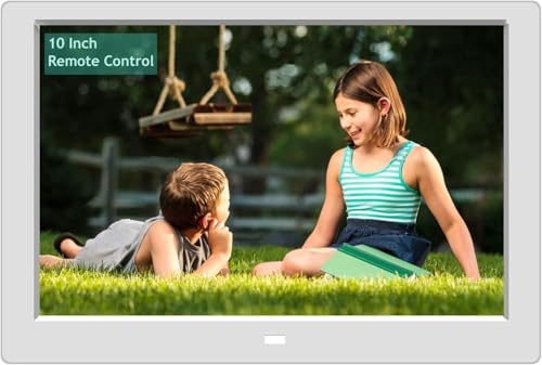 Digital Photo Frame USB 10.1 Inch with 16GB Card & Remote Control, IPS HD Digital Picture Frame with Music/Video Player/Calendar/Alarm, Digital Photo Frame Sd Card with USB Port, Gifts for Elders