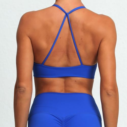 ABOCIW Sports Bras for Women Twist Criss-Cross Back Padded Workout Tank Tops Low Impact Gym Yoga Bra2