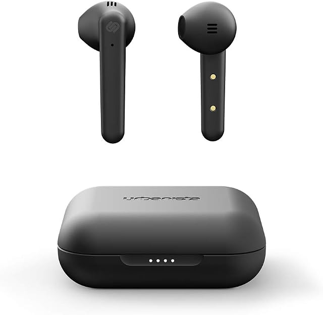 Urbanista Stockholm Plus True Wireless Earbuds - Over 20 Hours Playtime, IPX4 Waterproof Earphones, Bluetooth 5.0 Headphones, Touch Controls & Enhanced Microphone for Clear Calling, Midnight Black