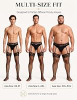 ohmydear Herren Ouvert Strapsstrumpfhose Spitze Fishnet, Schwarz, L-2XL – Ansicht 4