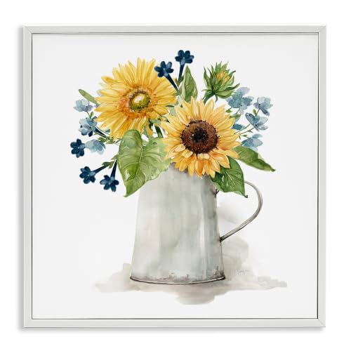 Floral Country Jug Vase, 17 x 17 Inch Framed Giclée Print